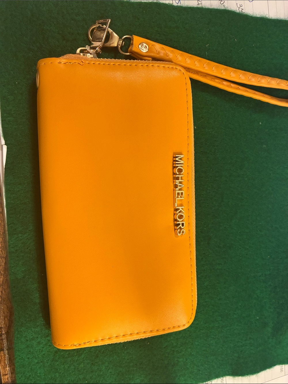 Michael Kors Bright Orange Zip-Around Wristlet Wallet
